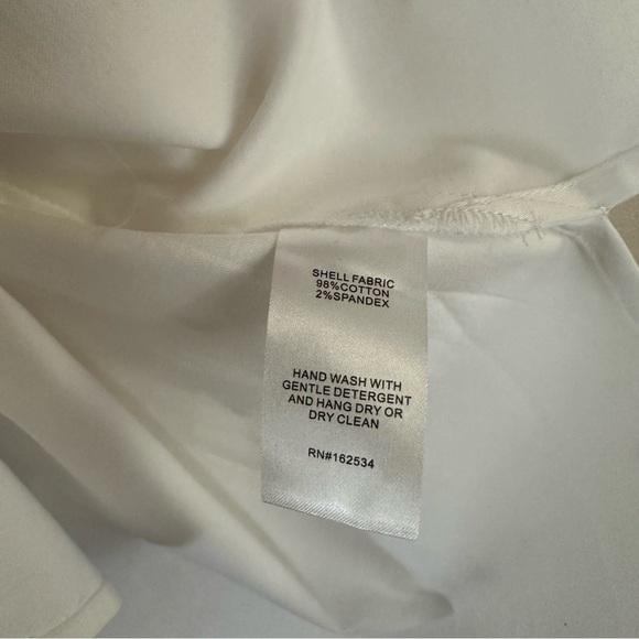 White 3/4 Sleeve Button Down Shirt with Pleated Design - Picture 16 of 16